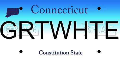 GRTWHTE Connecticut License Plate