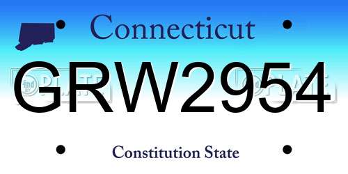 GRW2954 Connecticut License Plate