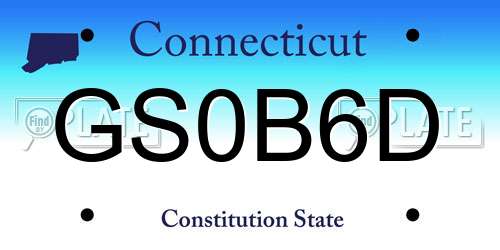 GS0B6D Connecticut License Plate