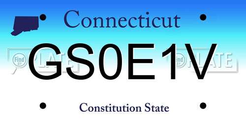 GS0E1V Connecticut License Plate