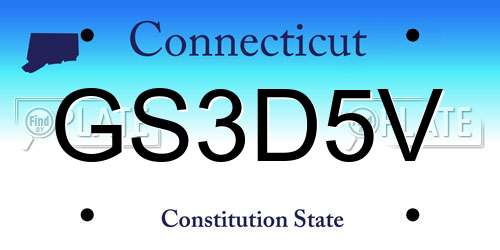 GS3D5V Connecticut License Plate