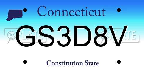 GS3D8V Connecticut License Plate
