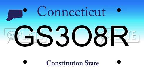 GS3O8R Connecticut License Plate