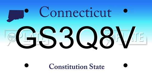GS3Q8V Connecticut License Plate