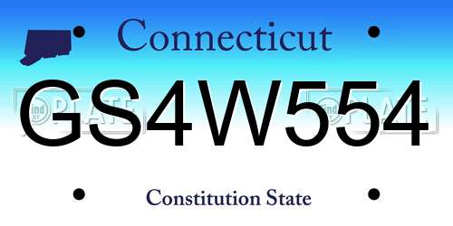 GS4W554 Connecticut License Plate