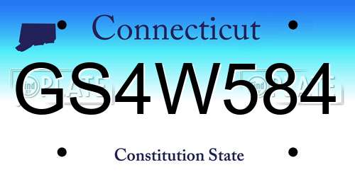GS4W584 Connecticut License Plate
