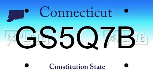 GS5Q7B Connecticut License Plate
