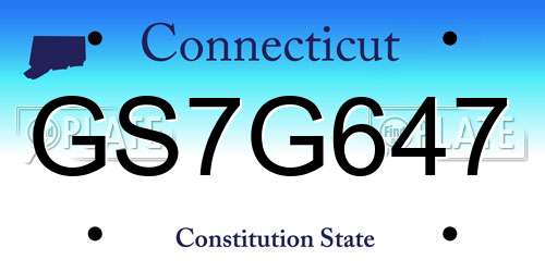 GS7G647 Connecticut License Plate