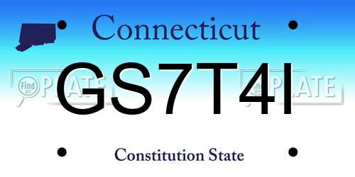 GS7T4I Connecticut License Plate