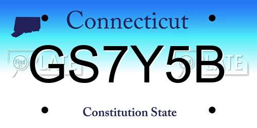 GS7Y5B Connecticut License Plate