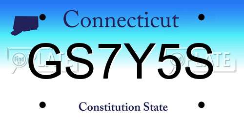 GS7Y5S Connecticut License Plate