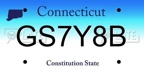GS7Y8B Connecticut License Plate