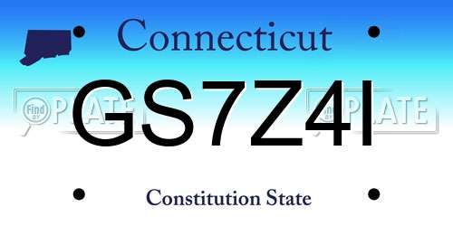 GS7Z4I Connecticut License Plate