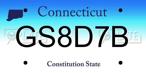 GS8D7B Connecticut License Plate