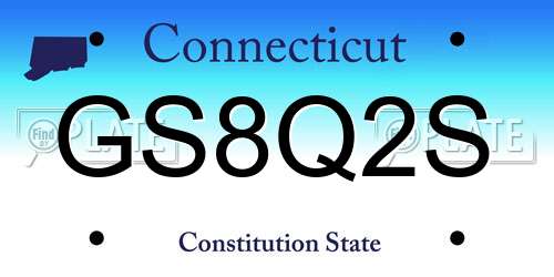 GS8Q2S Connecticut License Plate