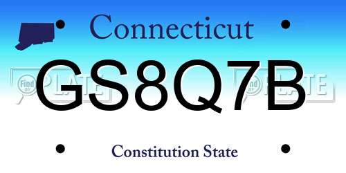 GS8Q7B Connecticut License Plate