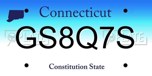 GS8Q7S Connecticut License Plate