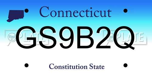 GS9B2Q Connecticut License Plate