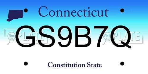GS9B7Q Connecticut License Plate