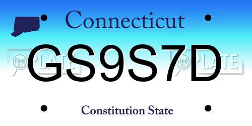 GS9S7D Connecticut License Plate