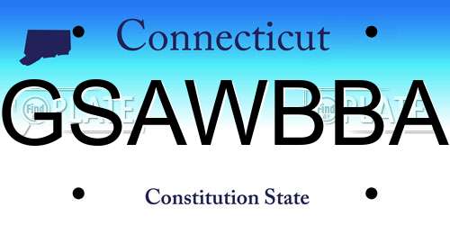 GSAWBBA Connecticut License Plate