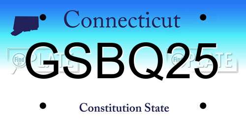 GSBQ25 Connecticut License Plate
