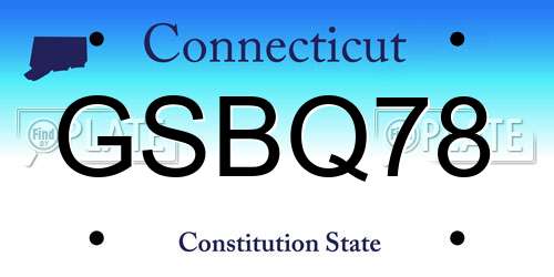 GSBQ78 Connecticut License Plate