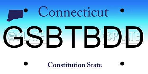 GSBTBDD Connecticut License Plate
