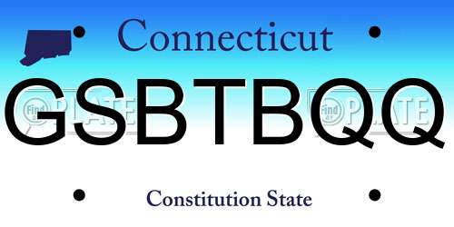 GSBTBQQ Connecticut License Plate