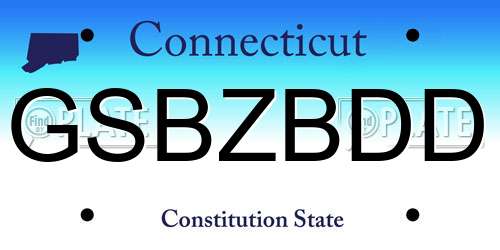 GSBZBDD Connecticut License Plate