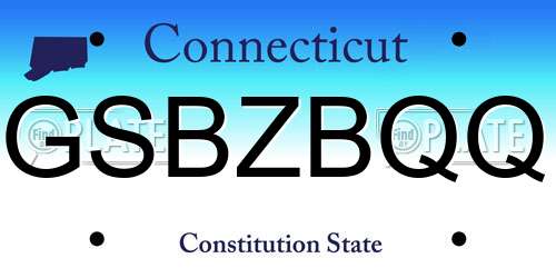 GSBZBQQ Connecticut License Plate