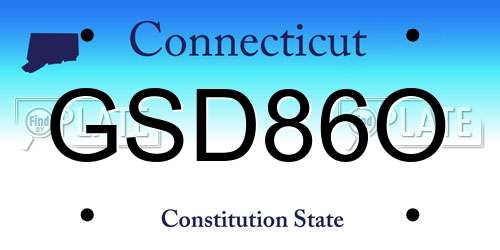 GSD86O Connecticut License Plate