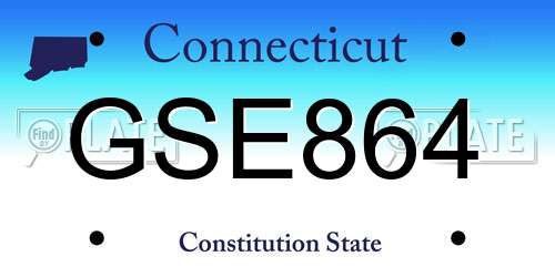 GSE864 Connecticut License Plate