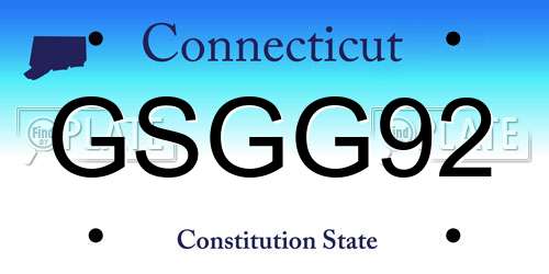 GSGG92 Connecticut License Plate