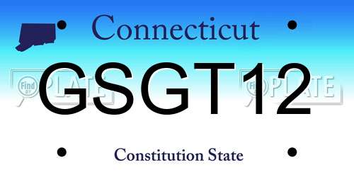 GSGT12 Connecticut License Plate