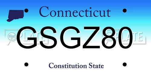 GSGZ80 Connecticut License Plate