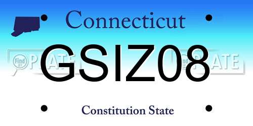 GSIZ08 Connecticut License Plate