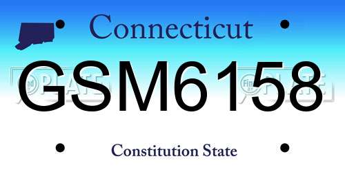 GSM6158 Connecticut License Plate