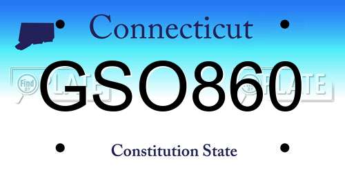GSO860 Connecticut License Plate