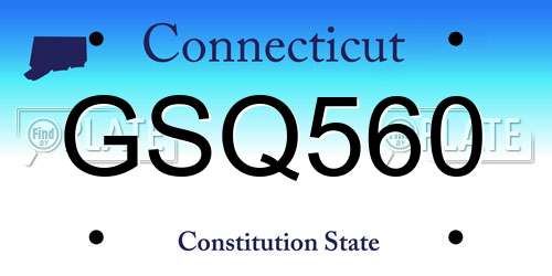 GSQ560 Connecticut License Plate
