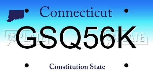 GSQ56K Connecticut License Plate