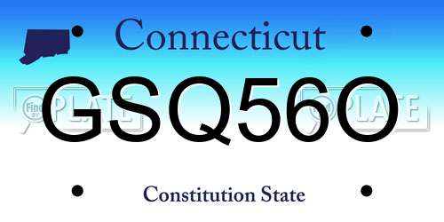GSQ56O Connecticut License Plate