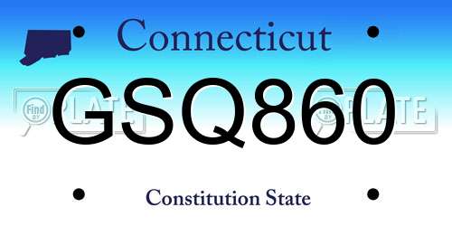 GSQ860 Connecticut License Plate
