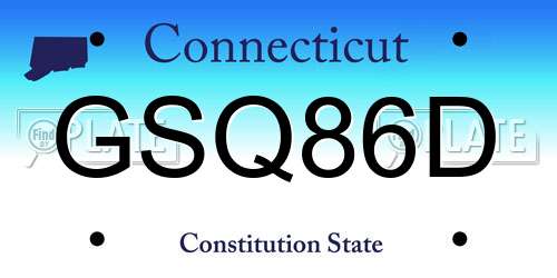 GSQ86D Connecticut License Plate