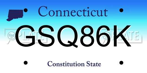 GSQ86K Connecticut License Plate