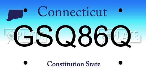 GSQ86Q Connecticut License Plate