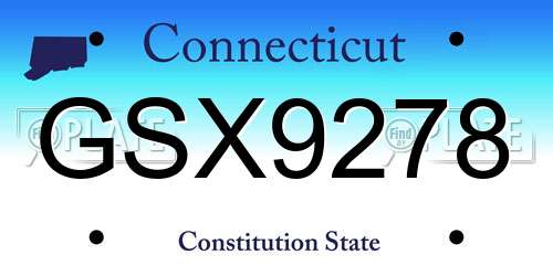GSX9278 Connecticut License Plate