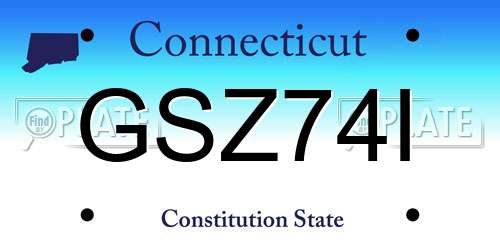 GSZ74I Connecticut License Plate
