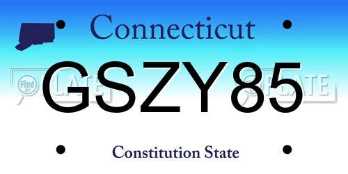 GSZY85 Connecticut License Plate