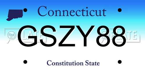 GSZY88 Connecticut License Plate